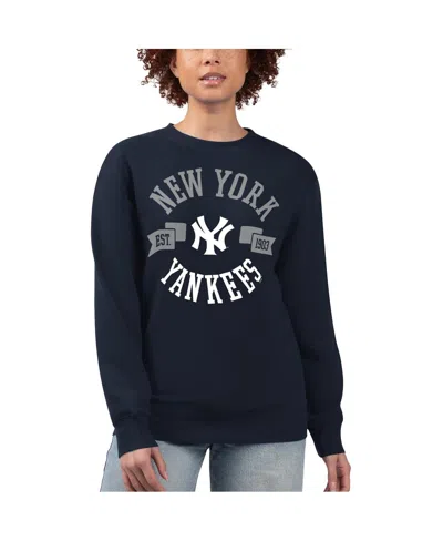 G-iii 4her By Carl Banks Women'sâ Navy New York Yankees Team Logo Fleece Pullover Sweatshirt In Blue