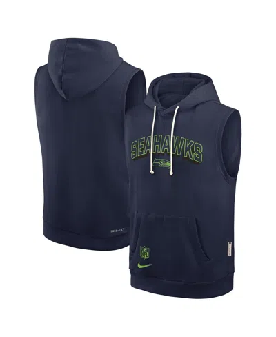 Nike Seattle Seahawks Sideline  Men's Dri-fit Nfl Sleeveless Pullover Hoodie In Blue