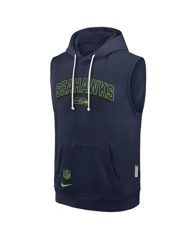 Nike Seattle Seahawks Sideline  Men's Dri-fit Nfl Sleeveless Pullover Hoodie In Blue
