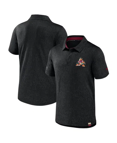 Fanatics Men's Black Arizona Coyotes Authentic Pro Jacquard Polo Shirt In Black