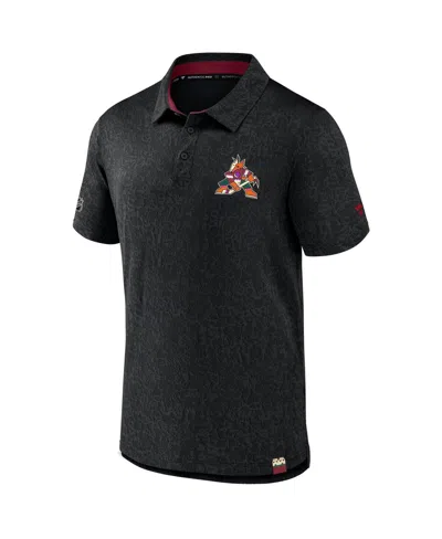 Fanatics Men's Black Arizona Coyotes Authentic Pro Jacquard Polo Shirt In Black