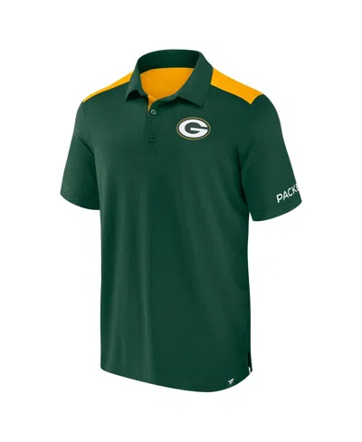 Fanatics Men's Green/gold Green Bay Packers Color Block Polo Shirt In Metallic