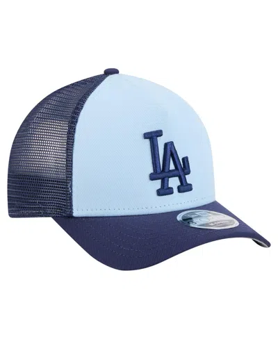 New Era Men's Light Blue/navy Los Angeles Dodgers 2-tone Color Pack 9forty Adjustable Trucker Hat