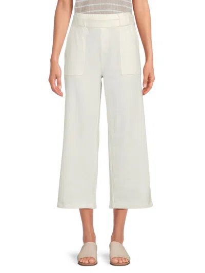 Andrew Marc Women's Cotton & Spandex Wide-leg Pants In White