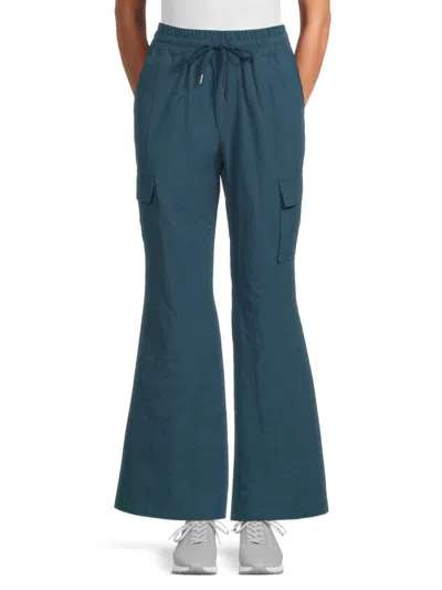 Andrew Marc Women's Drawstring Cargo Flare Pants In Blue