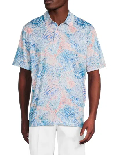 Robert Graham Gravity Print Short Sleeve Performance Polo In Blue