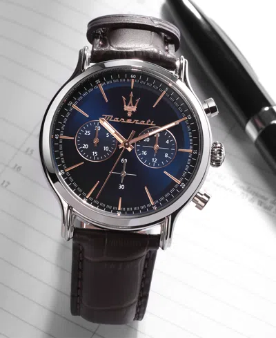 Maserati Men's Chronograph Brown Leather Watch, 42mm