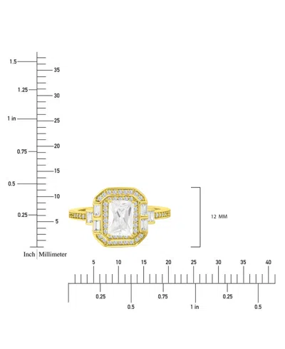 Macy's Cubic Zirconia Mixed Cut Halo Statement Ring In 14k Gold-plated Sterling Silver