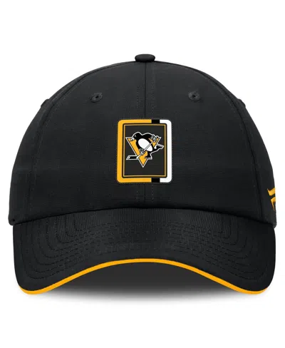 Fanatics Men's Black/gold Pittsburgh Penguins Authentic Pro Ripstop Adjustable Hat