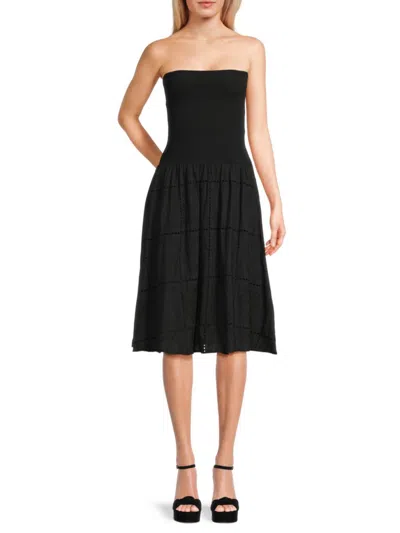 Weworewhat Ribbed Cotton Midi Dress In Black