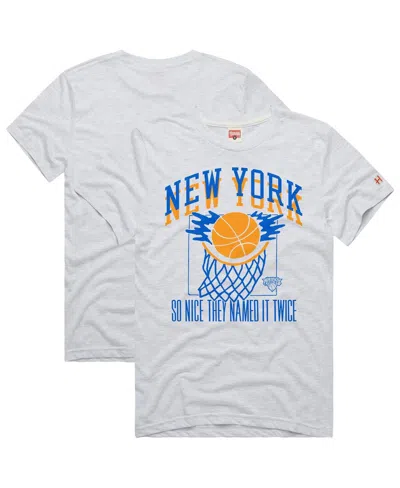 Homage Men's And Women's Ash New York Knicks Hometown Edition Tri-blendâ T-shirt In White
