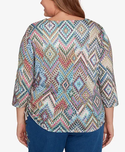 Alfred Dunner Plus Size Ikat Diamond Top