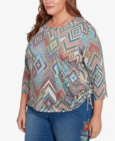 Alfred Dunner Plus Size Ikat Diamond Top