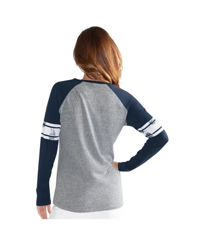 G-iii 4her By Carl Banks Navy Houston Astros The Franchise Tri-blend Raglan V-neck Long Sleeve T-sh In Gray