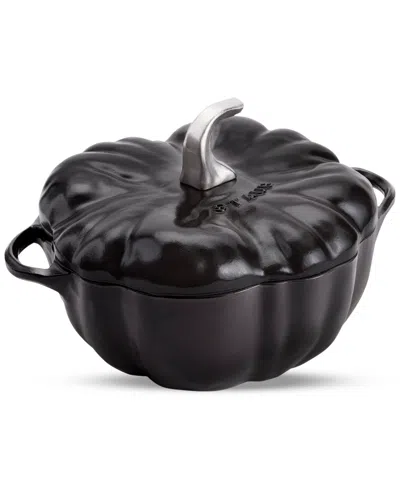 Staub Enameled Cast Iron 3.5 Qt. Black Pumpkin Cocotte In Black
