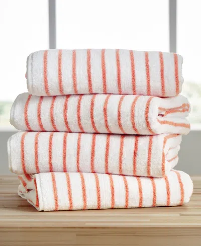 Ienjoy Home Cabana Stripe Cotton Beach Towels Set, 30" X 70" In Pink