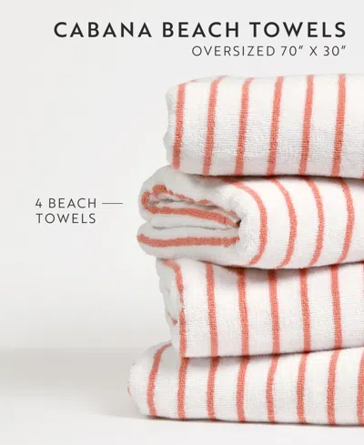 Ienjoy Home Cabana Stripe Cotton Beach Towels Set, 30" X 70" In Pink