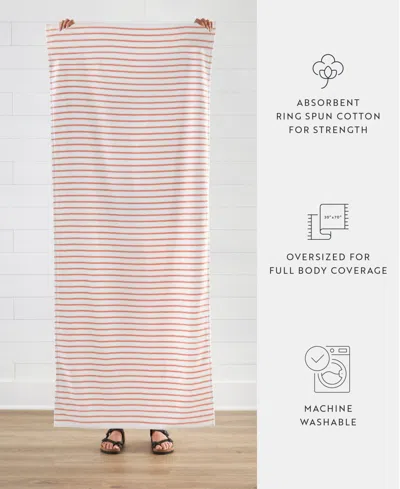 Ienjoy Home Cabana Stripe Cotton Beach Towels Set, 30" X 70" In Pink