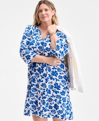 Style & Co Plus Size Floral Spark Shift Dress, Exclusively At Macy's In Blue