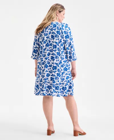 Style & Co Plus Size Floral Spark Shift Dress, Exclusively At Macy's In Blue