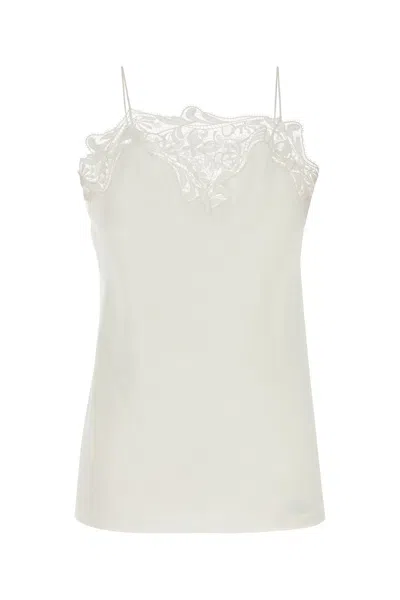 Ferragamo Top In Crepe Bianco Donna In White