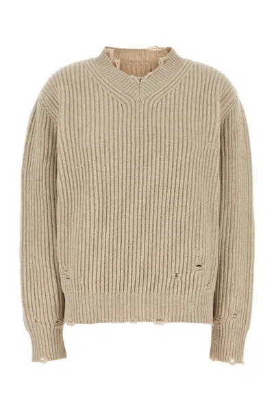Mm6 Maison Margiela Sand Wool Blend Sweater In Neutral