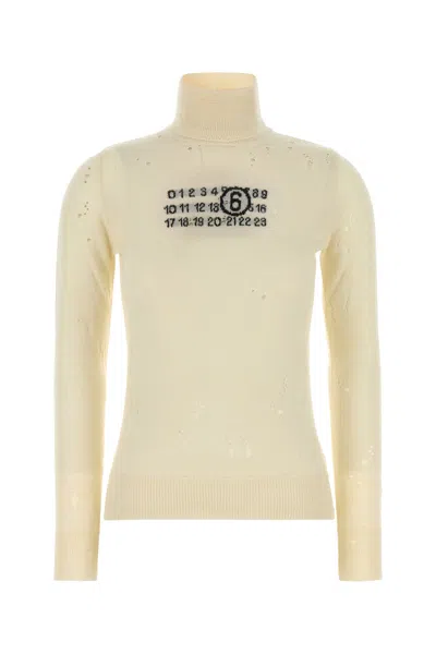 Mm6 Maison Margiela Cream Wool Sweater In Neutral