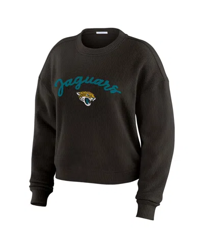 Wear By Erin Andrews Cream Jacksonville Jaguars Plus Size Knitted Tri-blend Long Sleeve T-shirt & P In Black
