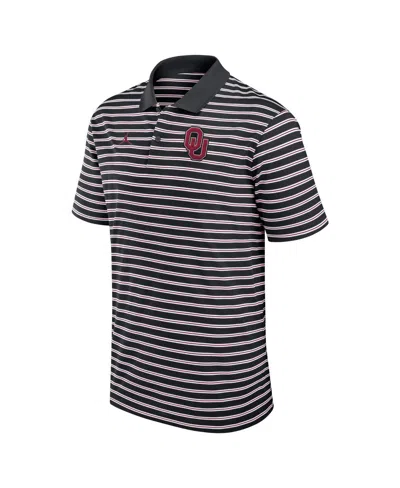 Jordan Men's Black/white Oklahoma Sooners Primetime Victory Striped Performance Polo Shirt In Black