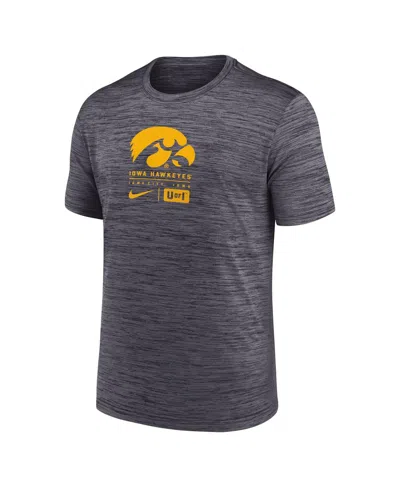 Nike Men's Black Iowa Hawkeyes Campus Center Block Velocity Performance T-shirt In Gray