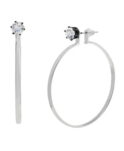 Steve Madden Faux Stone Punk Romance Stone Stud Hoop Earrings