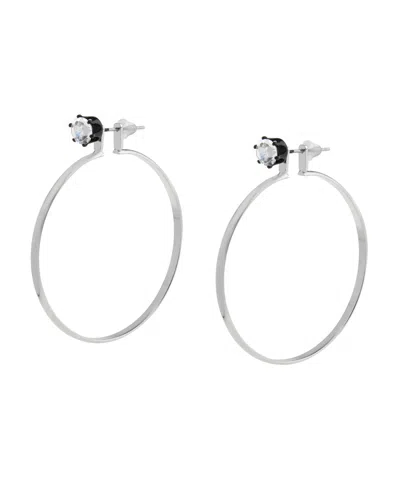 Steve Madden Faux Stone Punk Romance Stone Stud Hoop Earrings