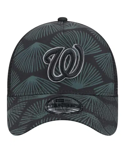 New Era Men's Black Washington Nationals 9forty A-frame Trucker Adjustable Hat