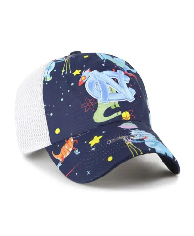 47 Brand Big Boys And Girls Navy North Carolina Tar Heels Space Dino Clean Up Adjustable Hat In Blue