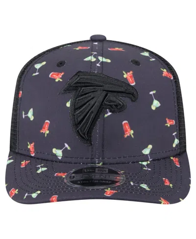 New Era Men's Navy/black Atlanta Falcons Adventure Drinks Pattern 9seventy Stretch-snap Hat