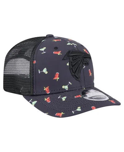 New Era Men's Navy/black Atlanta Falcons Adventure Drinks Pattern 9seventy Stretch-snap Hat
