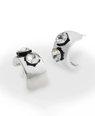 Steve Madden Faux Stone Punk Romance Stone Hoop Earrings