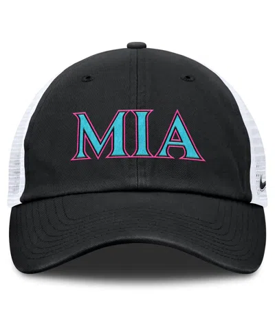 Nike Men's And Women's Black/white Miami Marlins 2025 City Connect Trucker Adjustable Hat