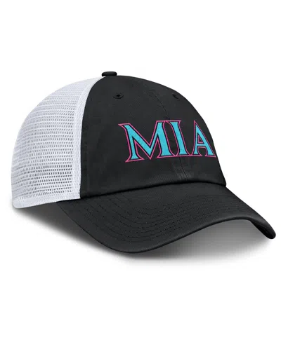 Nike Men's And Women's Black/white Miami Marlins 2025 City Connect Trucker Adjustable Hat
