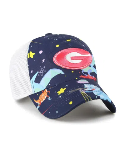 47 Brand Big Boys And Girls Navy Georgia Bulldogs Space Dino Clean Up Adjustable Hat In Blue