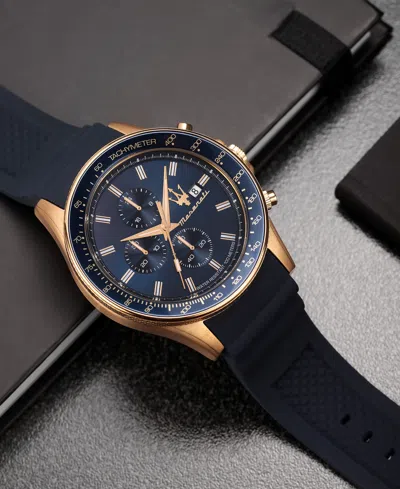 Maserati Men's Chronograph Blue Silicone Watch, 44mm
