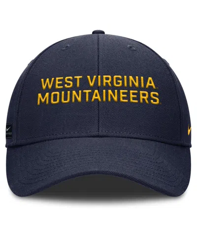 Nike Men's Navy West Virginia Mountaineers Rise Practice Adjustable Hat In Blue