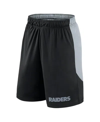Fanatics Men's Black/silver Las Vegas Raiders Big Tall Launch Shorts In Black