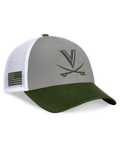 Top Of The World Men's Gray/green Virginia Cavaliers Oht Military Appreciation Badge Trucker Adjustable Hat