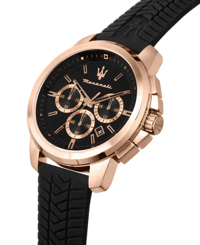 Maserati Men's Chronograph Black Silicone Watch, 44mm