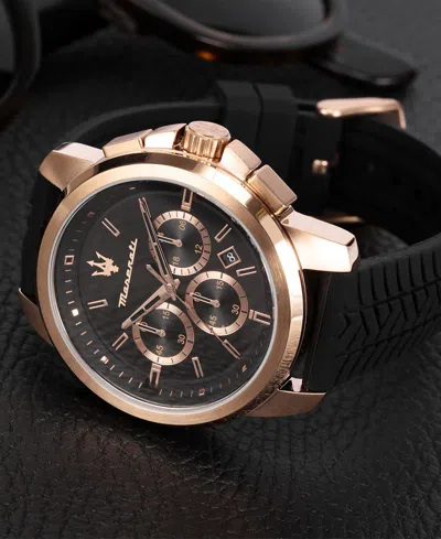 Maserati Men's Chronograph Black Silicone Watch, 44mm