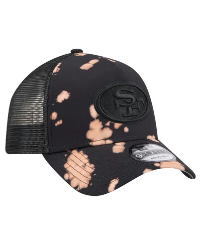 New Era Men's Black San Francisco 49ers Bleached 9forty A-frame Adjustable Hat