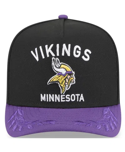 New Era Big Boys And Girls Black/purple Minnesota Vikings 2025 Nfl Draft A-frame 9fifty Snapback Hat In Black