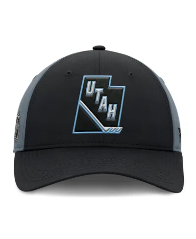 Fanatics Men's Black/charcoal Utah Mammoth Utah Badge Adjustable Hat