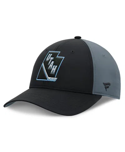 Fanatics Men's Black/charcoal Utah Mammoth Utah Badge Adjustable Hat